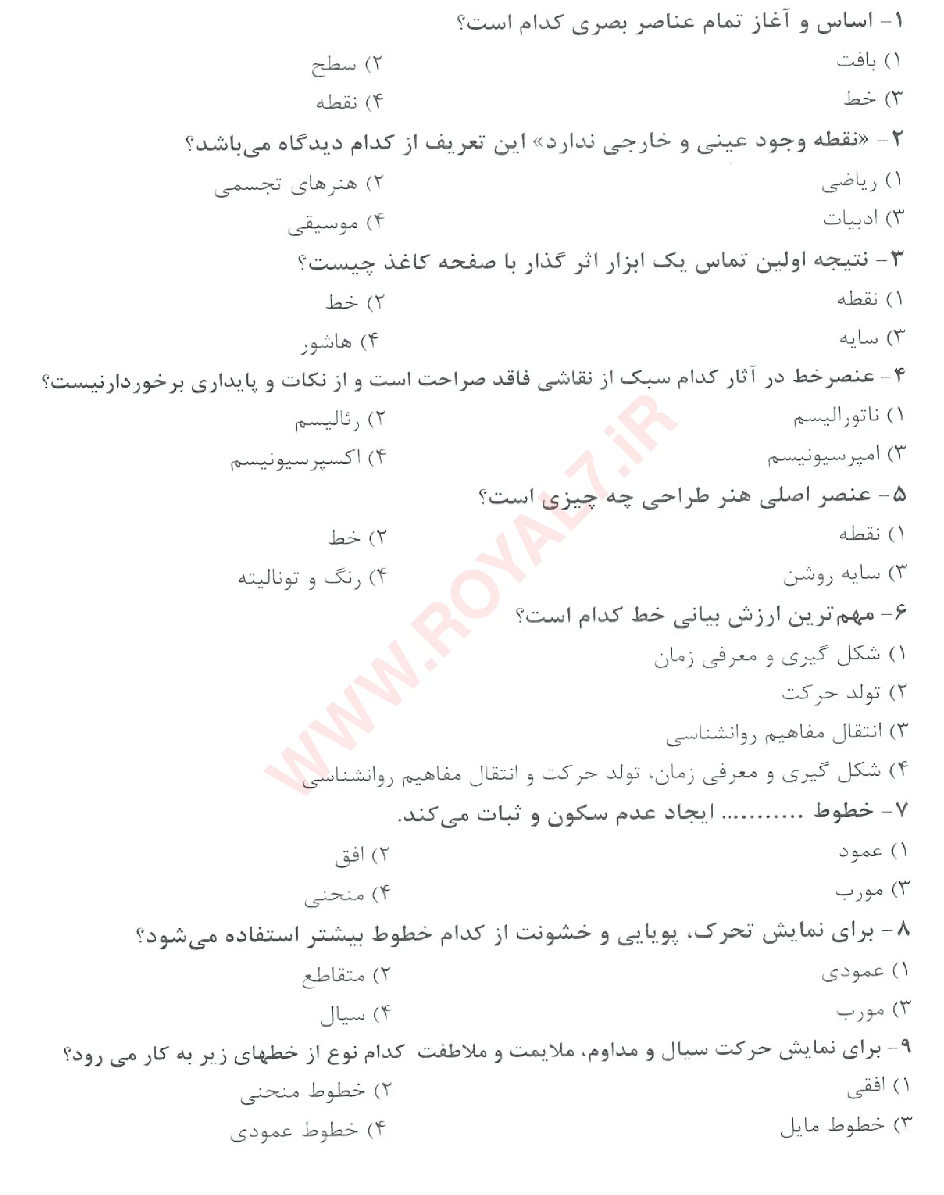 دانلود 270 نمونه سوال نقاشی ساختمان درجه 2 فنی حرفه ای