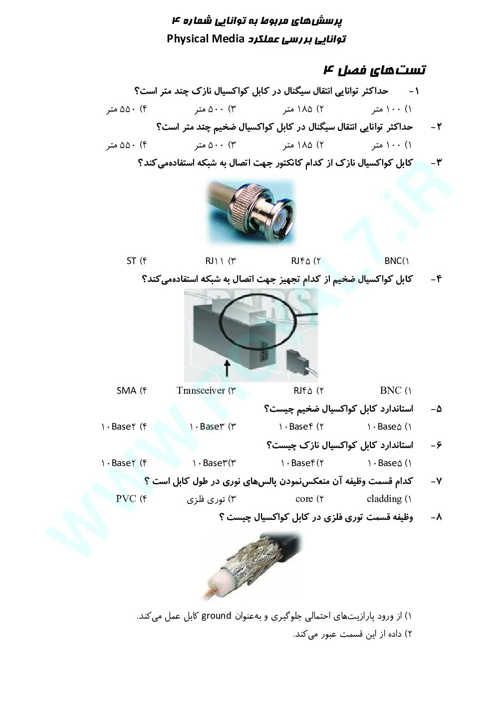 دانلود 325 نمونه سوال تکنسین عمومی شبکه های کامپیوتری فنی حرفه ای