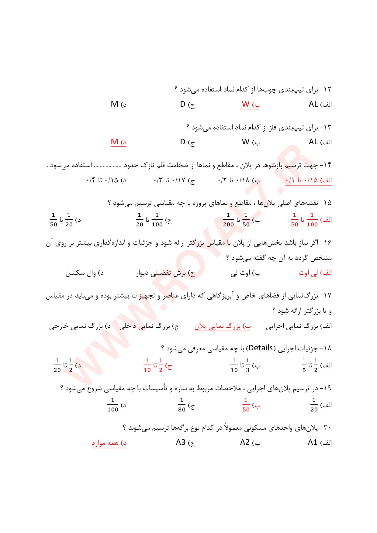 دانلود 435 نمونه سوال طراحی معماری داخلی فنی حرفه ای