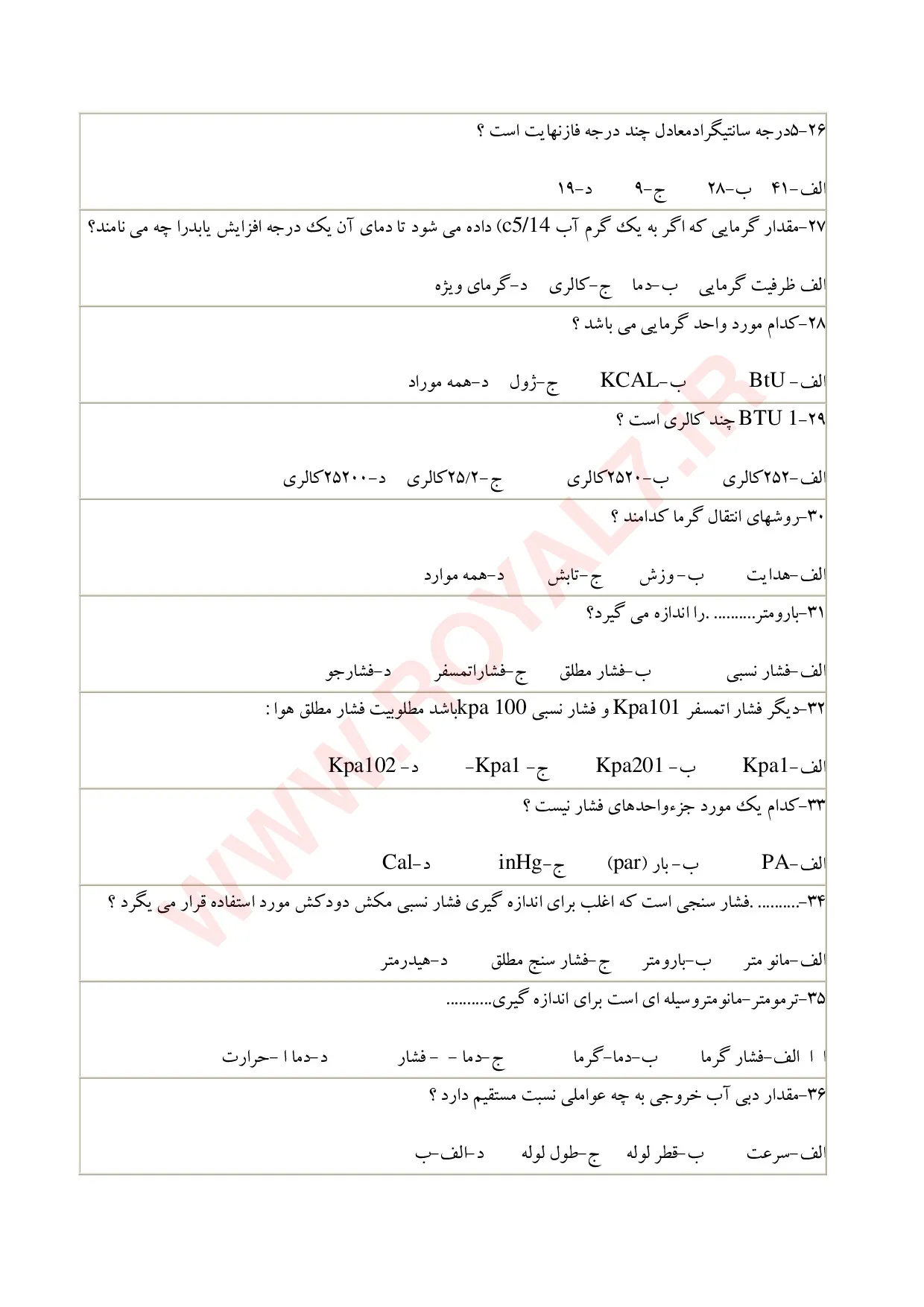 دانلود 450 نمونه سوال تعمیر آبگرمکن دیواری فنی حرفه ای