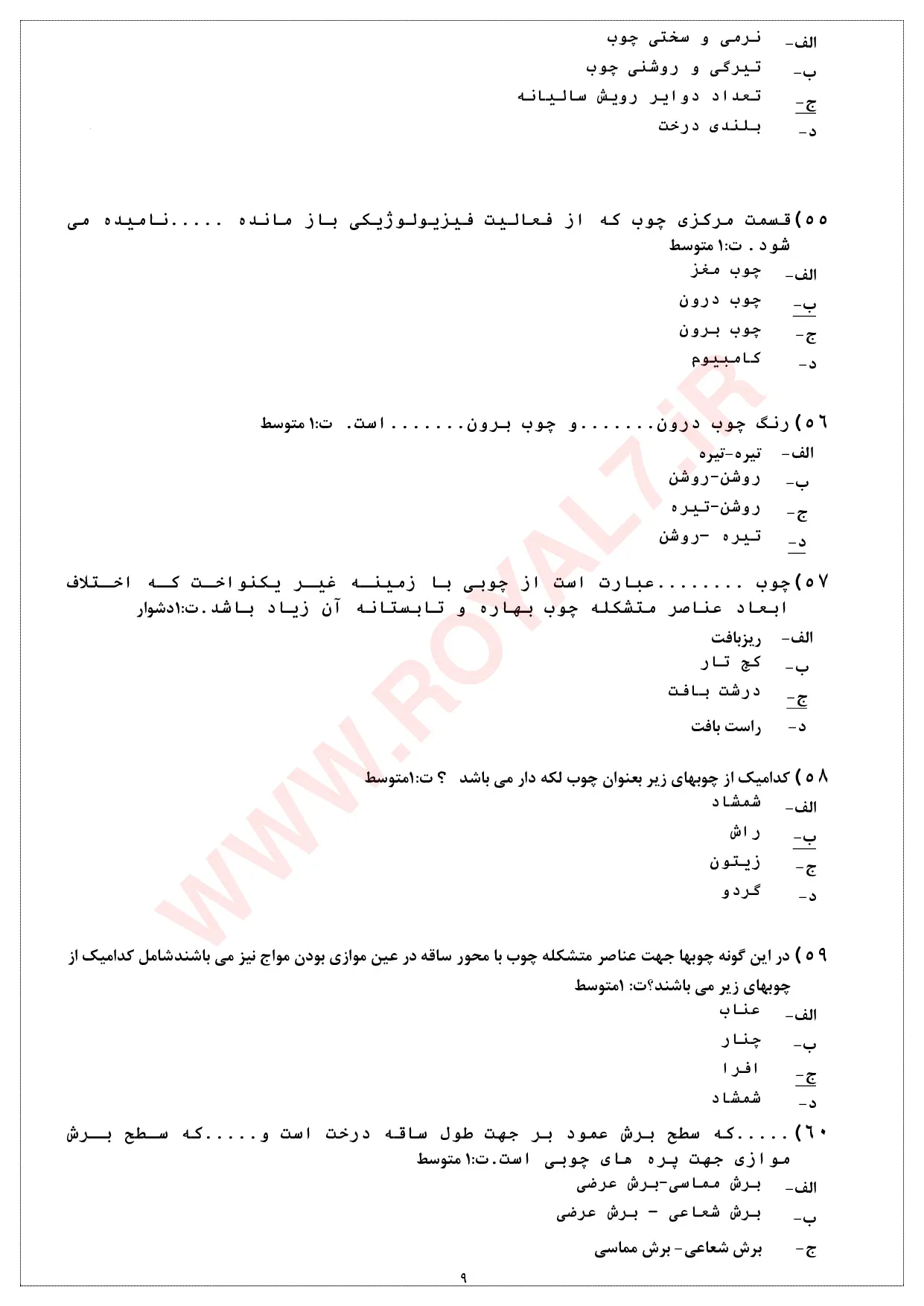 نمونه سوالات سازنده زیورآلات چوبی فنی حرفه ای با جواب