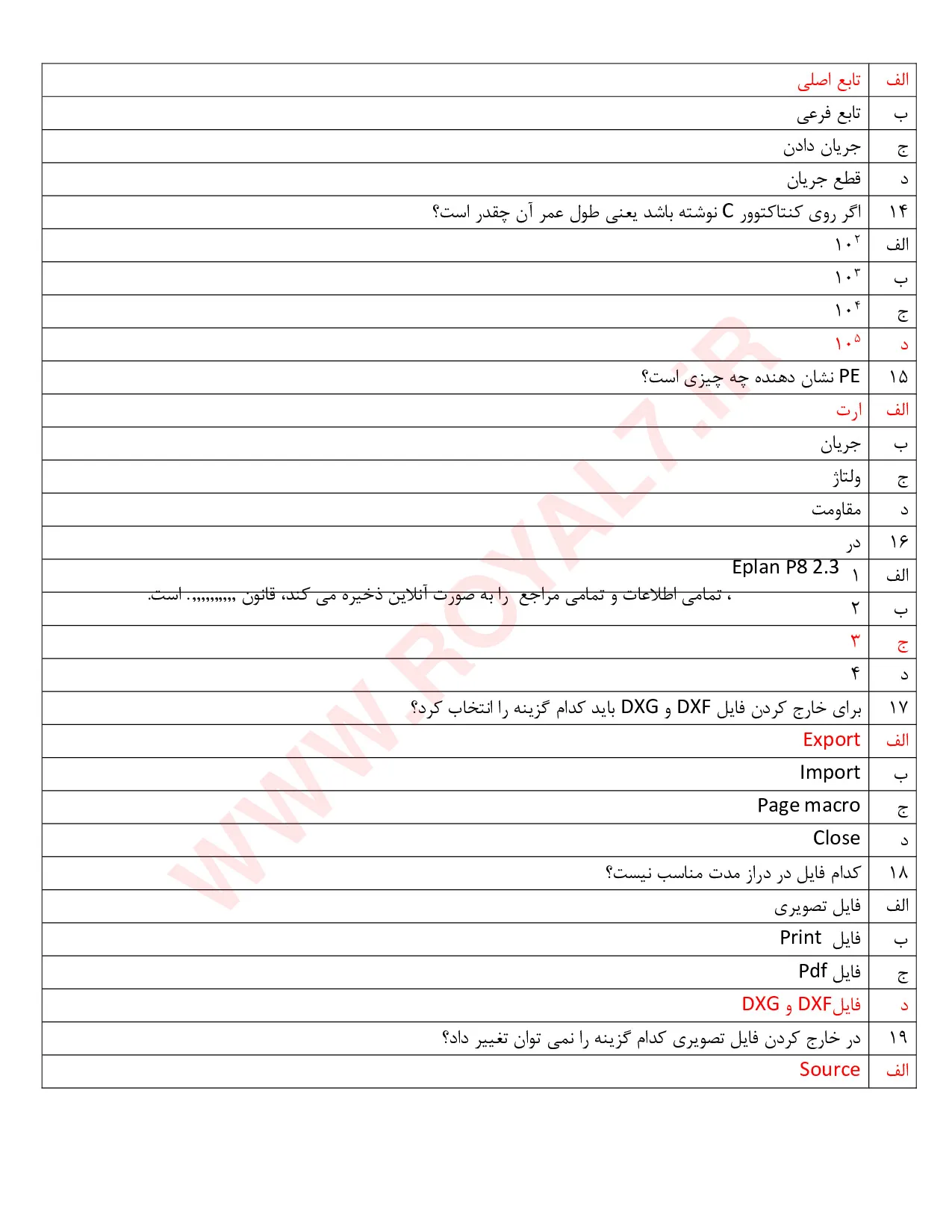 دانلود 495 نمونه سوال نقشه کشی تاسیسات الکتریکی صنعتی با نرم افزار EPLAN فنی حرفه ای