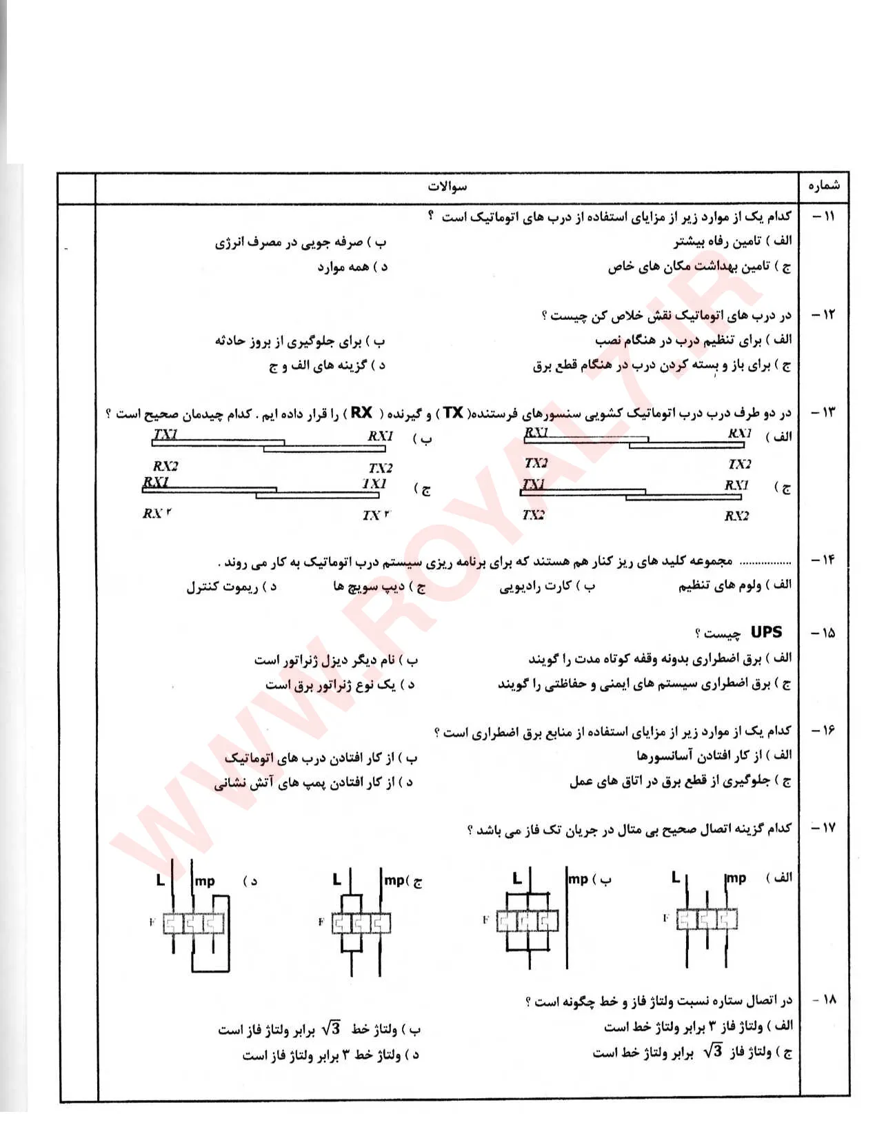 دانلود 765 نمونه سوال برق ساختمان درجه 1 فنی حرفه ای با جواب